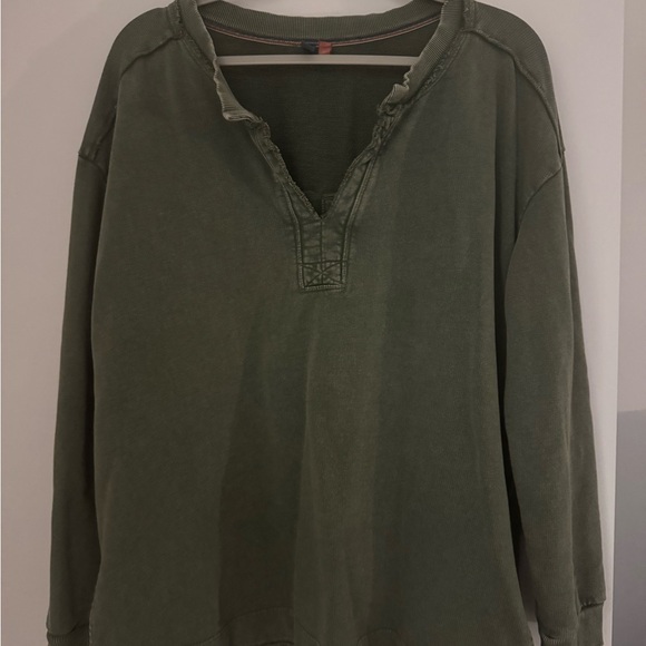 Pilcro Green Boxy 3/4 Sleeve Polo Sweatshirt - Picture 1 of 4